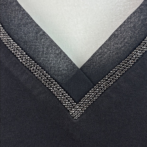 NWT Chico's Black Long Sleeve V-Neck with detail, A-Line midi Dress size 2/Large - Picture 5 of 13